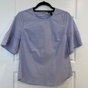 J. Crew Ruffle Short Sleeve Button Back Top